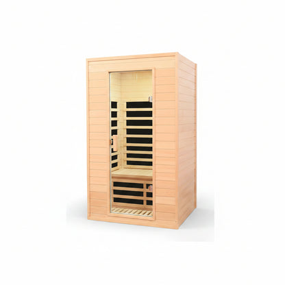 2 Person Low EMF Far Infrared Sauna, 5 Heating Panels, 1500W/120V, Canadian Hemlock Indoor Sauna with Bluetooth Speakers, Reading Lights, Roof Vent, Tempered Glass